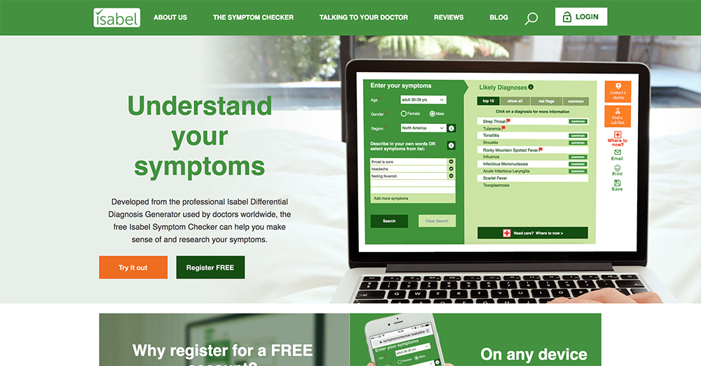 The new Isabel Symptom Checker New look website and symptom
